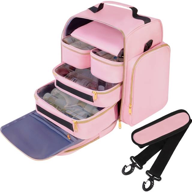 TEMU Large Travel Toiletry Wash Bag With Detachable Compartments And Jewelry Roll, Makeup Cosmetic Organizer For Cosmetics, Toiletries, Skincare, And Hair Products, Toiletry Bags For Women