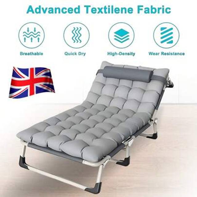 NetHong Sun Lounger Recliner Chair Reclining Outdoor Seat Single Folding Bed 190x 67cm