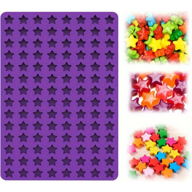 TEMU 1pc Purple Silicone Star-shaped Baking Mold, 112-cavity, Bpa-free - Chocolate, Candy, & Diy Crafts - Ideal For Weddings, Parties & Festivals