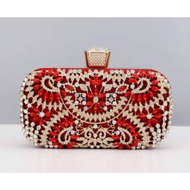 SHEIN Party Handbag With Metal Handle Diamond Evening Clutch Bag Women Wedding Golden Clutch Purse Chain Shoulder Bag Small Valentine&#39;s Day Gift