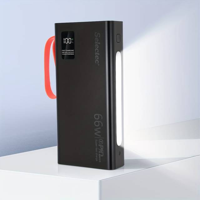TEMU 20000mah 66w Ultra-fast Power Bank With Built-in Led Flashlight, Usb-c Cable & Multi-device Charging - Portable Charger For Iphone, , Ipad, Tablets - 5 Outputs & 3 , Long-lasting , Phone Charger