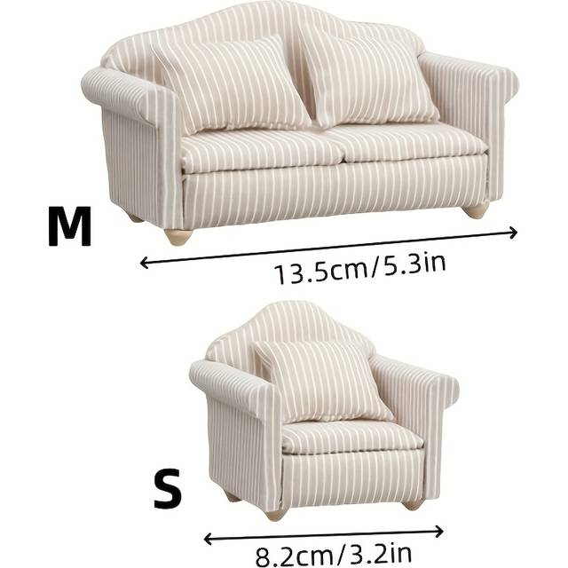 TEMU 1:12 Mini Furniture, Mini Model Sofa With Pillow, Decorative Home, Diy Decorative Small Sofa, Wonderful Cabin Decoration, Small Sofa Set , Birthday Gift, Family Decoration