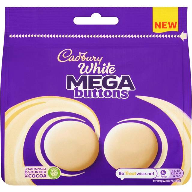 Cadbury white mega buttons chocolate bag 192g (pack of 5) -delicious bag