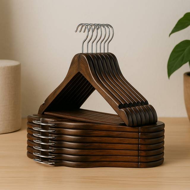 TEMU 20-pack Solid Wood Hangers | Non-slip Grooved Design For Suits, Coats & Pants, Closet Organizer