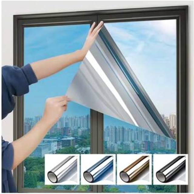 SHEIN 1 Roll Multi-Size One Way Mirror Window Film Privacy Sun Blocking Window Glass Sticker Heat Control Reflective Window Privacy Film Self Adhesive Windo