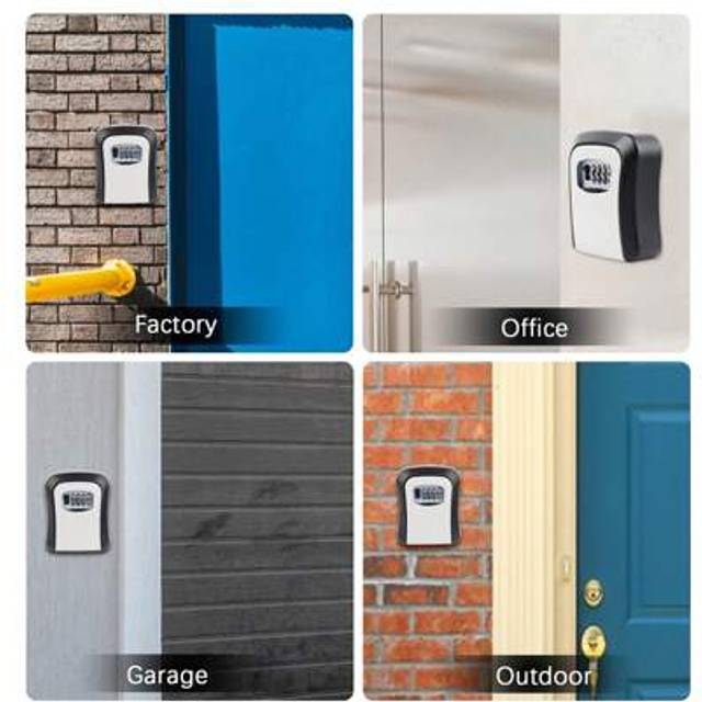 SHEIN Key Outdoor Key Box With Code, Key Wall Mounted, Key Cabinet With Number Code, Key Weatherproof, Zinc Alloy, For Replacement House Keys, Garages, Scho