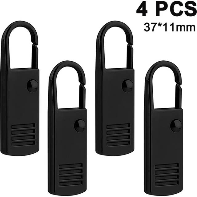 4 Pcs Zipper Pulls Tab Replacement Luggage Zipper Pull Extension Backpack Zippers Tags Handle Mend Fixer Repair For Suitcase-Black