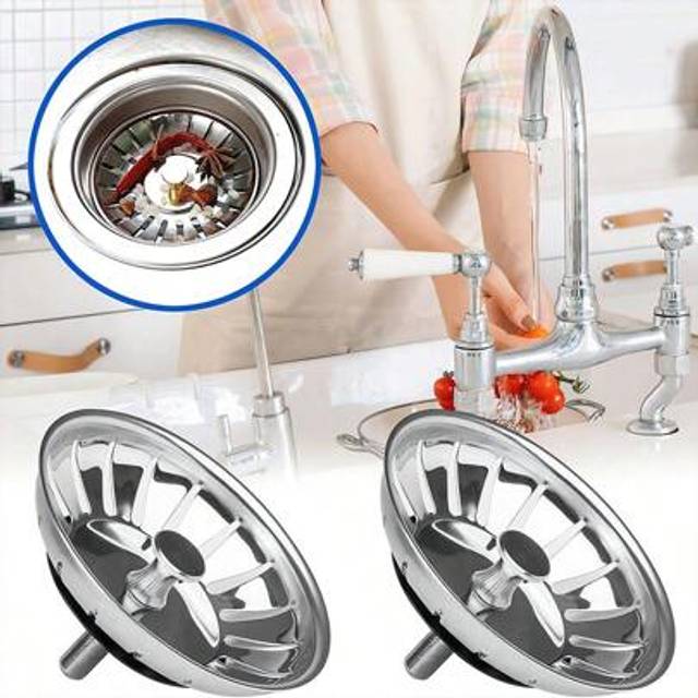SHEIN 1pc Kitchen Sink Strainer Stopper, Stainless Steel Waste Plug Sink Filter, Bathroom Hair Catcher, Sink Strainer Filter, Floor Drain Kitchen Tools