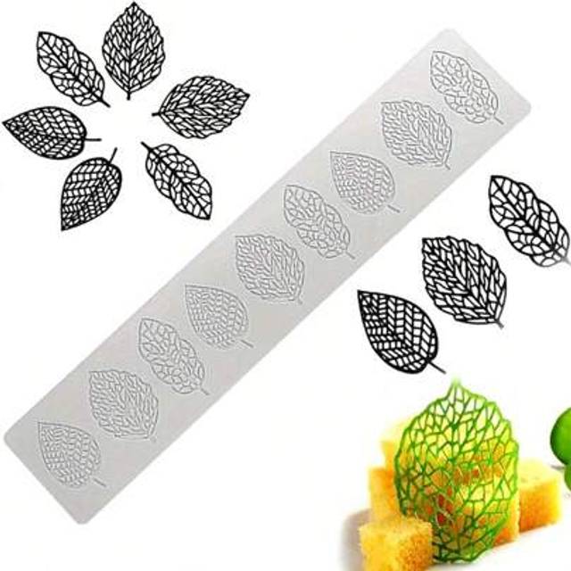 SHEIN 3D Hollow Leaf Fondant Lace Mold Multi Leaves Flower Candy Mold Chocolate Sugar Craft Cake Decoration Cupcake Top