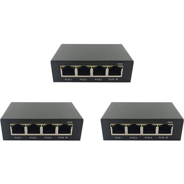 3X 4 Port Gigabit POE 100/1000M Network Switch Extender IEEE802.3Af/At Plug&Play for PoE NVR IP Camera AP
