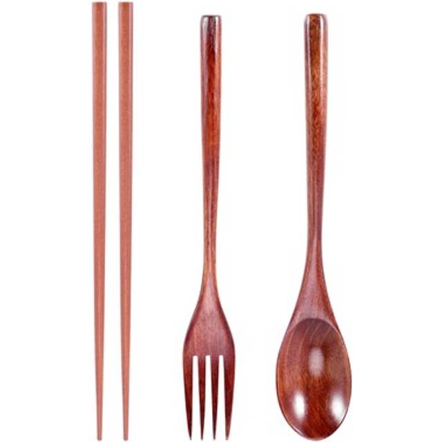 Wooden cutlery set portable eco friendly reusable flatware utensils set5829