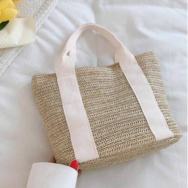 SHEIN Beach Bag Hand-Held Straw Bag Large Capacity Suitable For Summer Beach Vacation
