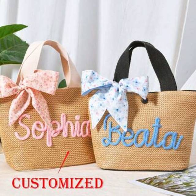 SHEIN Personalized Straw Beach Bag,Bridesmaids Proposal Bag,Custom Crochet Straw Bag,Bachelorette Party Beach Bag,Burlap Bag,Bridal Shower Bag