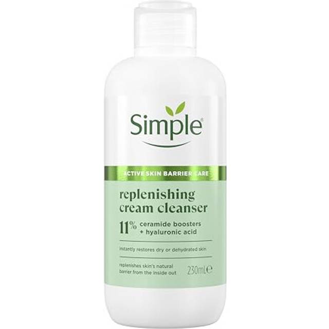 Simple Replenishing Cream Cleanser Face Cleanser Suitable for even the Most Sensitive Skin with 11% Ceramide Boosters and Hyaluronic Acid 230 ml