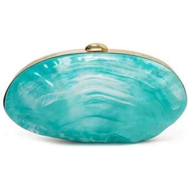 SHEIN 1pc Elegant Marble Pattern Clutch Bag, With Metallic Lock Closure, Acrylic Shell Design, Detachable Metal Chain Strap, Suitable For Attending Formal E