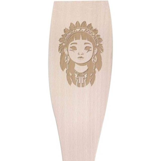 Large 'native american girl' wooden cooking spatula (sa00020809)