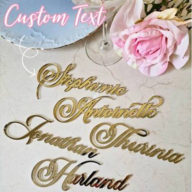 SHEIN 1/3/5pcs Luxury Wedding Place Cards Gold Mirror TAGS Laser Cut Names Acrylic Wedding Place Card Wedding Decor Table Place Setting CUSTOM Event Tags,Cu