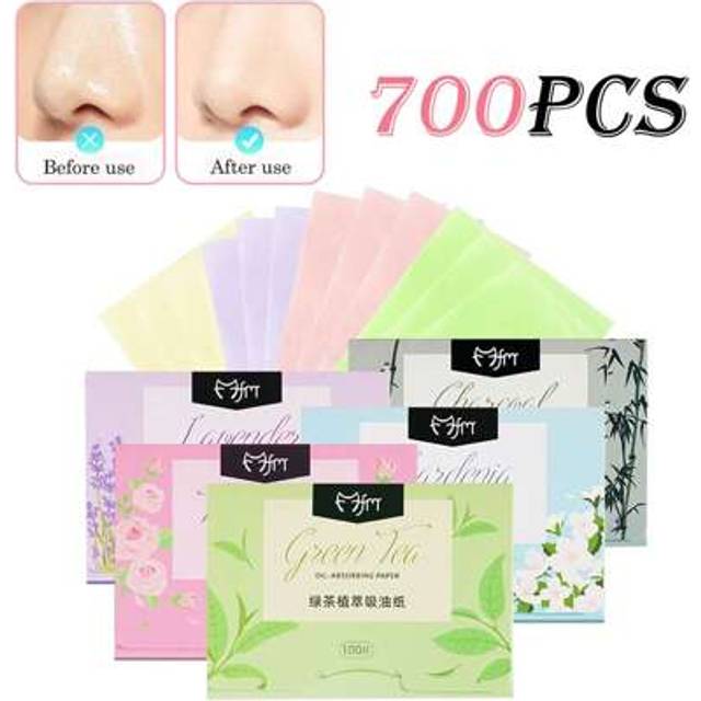 SHEIN 700pcs/7 Boxes Or 500pcs/5 Boxes Oil Absorbing Blotting Papers, Facial Oil Blotting Sheets Suitable For Oily Skin, Portable Box