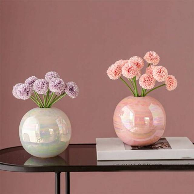 SHEIN 1pc Creative Simple Ceramic Vase Dried Flower Vase Suitable For Living Room TV Cabinet Dining Table Home Decoration Ornaments Aesthetic Room Decor Gif
