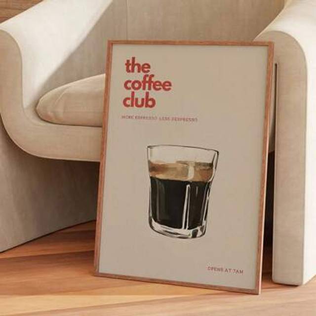 SHEIN 1PC Coffee Club Canvas Poster - Vintage Art Deco Modern Retro Cartoon Theme For Living Room, Bedroom, Home Office, Kitchen, Bathroom Canvas Art, Unfra