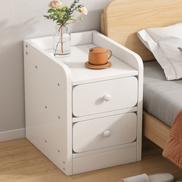 SHEIN Small Slim Bedside Table Sofa End Side Table Nightstand Bedroom Drawer Cabinet White Storage Shelf