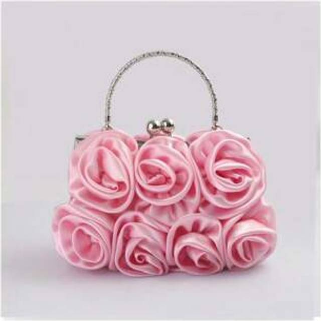 SHEIN Elegant Floral Fabric Clutch With Kiss Lock Closure, Polyester Lined Evening Handbag For Women - Perfect For Weddings, Parties & Formal Events, Weddin