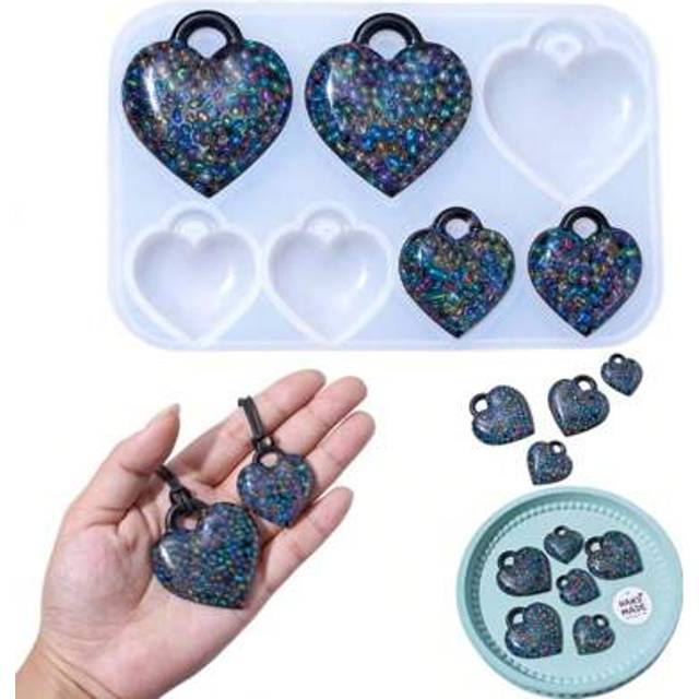 SHEIN 1PC Heart Shape Resin Molds, Pendant Crystal Mirror Drip Mold Epoxy Resin Silicone Mold, For Keychain Jewelry Pendant Craft Making, Gift For Woman, Be