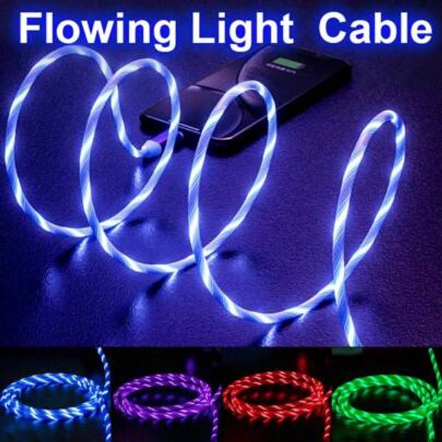 SHEIN USB-A To Type C Flowing Light Cable For IPhone 15 Sam Sung S24 23 Ultra S22 S21 S20+ S10 S10+ A53 A51, Note 20 10, G8 G7 1M 120% High Speed Visible LE