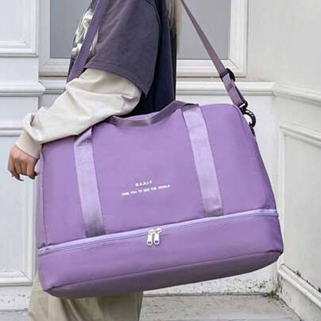 SHEIN Large Capacity Travel Duffel Bag, Gym Sports Yoga Bag With Wet Dry Separation, Casual Shoulder Bag With Shoe Compartment, Suitable For Business, Vacat