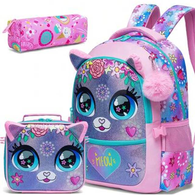 SHEIN Backpacks For Girls Boys School Bag Cute Girls Backpacks Kids Bookbag Set Travel Backpack For Preschool Kindergarten Elementary Students Backpack To S