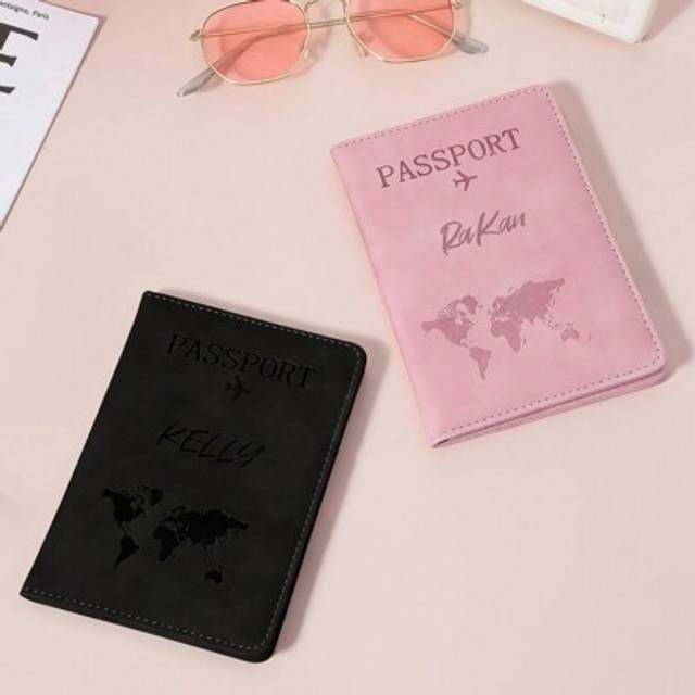 SHEIN 1pc Custom Name Travel Map And Letter Printing Bag Passport Box, Surface Map Printing, Passport Holder Travel Essentials, Custom Multi-Function Passpo
