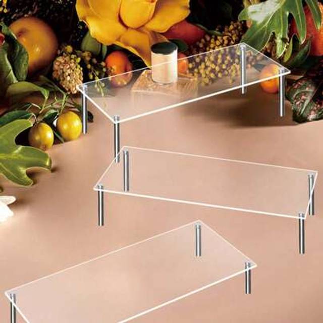 SHEIN 1pc Premium Acrylic Dessert Rectangle Display Stand, Self-Service Buffet Item, Serving Tray, Dining Table Selection Rack, Baking Pastry Stand, Cosmeti
