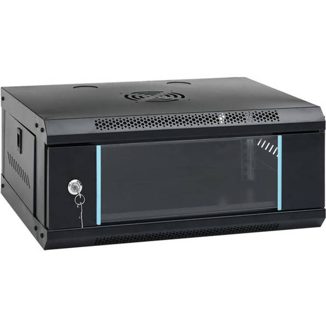 vidaXL 4U Wall Mounted Network Cabinet 19" IP20 53x40x21 cm - Black
