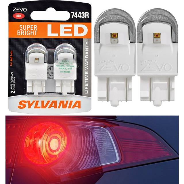 Sylvania Zevo Led Light 7443 Red Two Bulbs Brake Stop Tail Replacement Lamp Fit