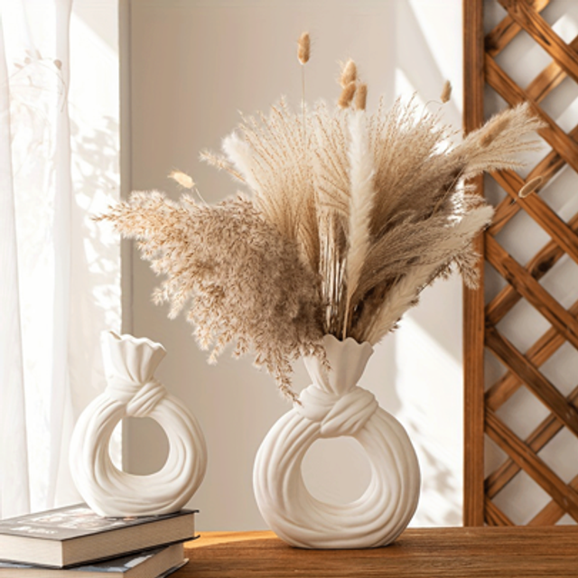SHEIN 1pc Modern And Simple Round Circle Knot Shaped Resin Flower Vase, Home Tabletop Decoration Vase For Flowers And Plants Cultivation, Suitable For Home,