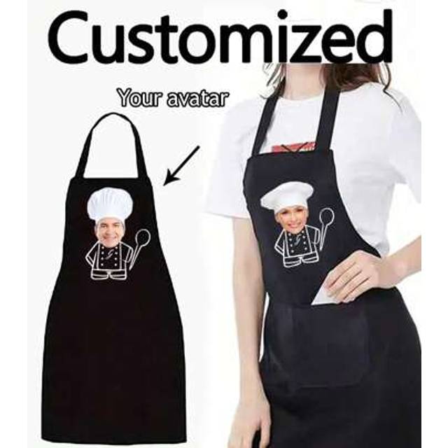 SHEIN 1pc Custom Apron For Dad Father Men Women Custom Name Logo Chef Cooking Kitchen Apron Personalized Kitchen Waterproof Apron Custom Logo Picture Name C