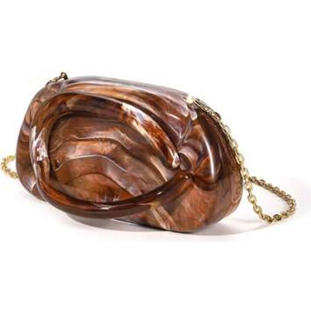 SHEIN 1pc Classic Acrylic Innovative Marble Pattern Clutch Bag, Fashionable Shoulder Bag Crossbody Bag, Unique Shell Design Women Wallet, Suitable For Weddi