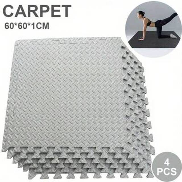 SHEIN Grey Interlocking EVA Foam Fitness Mats - Soft, Non-Slip, And Waterproof, Ideal For Home Gyms,Yoga & Playroom - Durable & Foldable