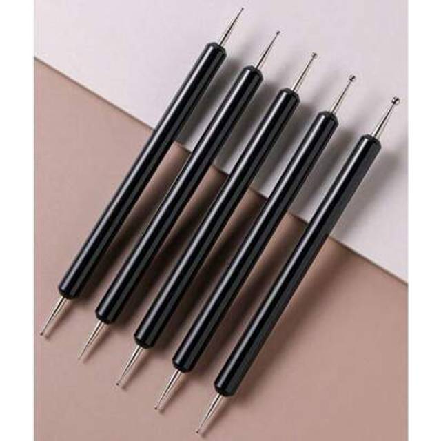 SHEIN 5pcs 2 Way Dotting Pen Tool Nail Art Tip Dot Paint Manicure Kit, For Embossing Pattern Clay Sculpting Nail Art