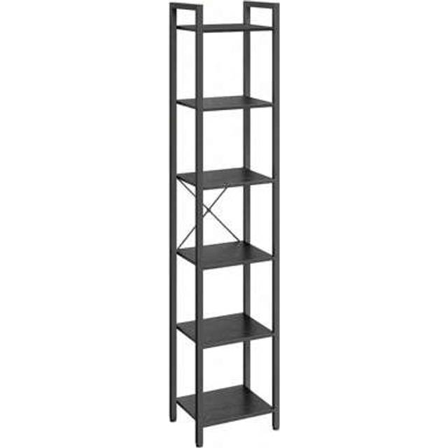 SHEIN 6-Tier Bookshelf, Bookcase, Shelving Unit, For Office, Study, Living Room, Bedroom, 30 X 40 X 187.5 Cm, Industrial, Ebony Black And Ink Black