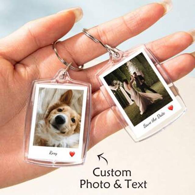 SHEIN Custom 1pc Photo And Text Keychain, Personalized Acrylic Keychain, Custom Couple Keychain, Photo Key Ring, Valentine&#39;s Day, Birthday&#39;s Gift, Anniversa