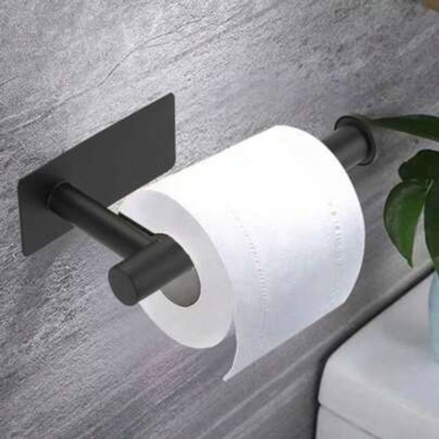 SHEIN 1pc Stainless Steel Wall Mounted Bathroom Tissue Holder With No-Drill Installation, Roll Paper Rack Home Bathroom Decor Bathroom Organizer Fall Decor