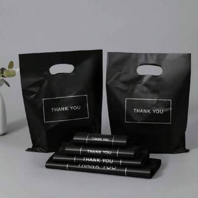 SHEIN 50pcs Black Thank You Gift Bags, Plastic Bags For Small Business, Shopping Bags, Ideal For Festival, Birthday, Party Favors, Wedding Gift Packaging, S