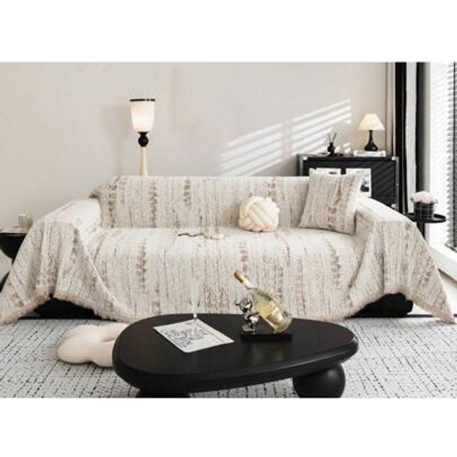SHEIN 1pc Simple Chenille Sofa Throw, Elegant And Luxurious Sofa Cover, Anti-Slip, Anti-Dust And Anti-Scratch, Suitable For All Seasons, For Bedroom, Living