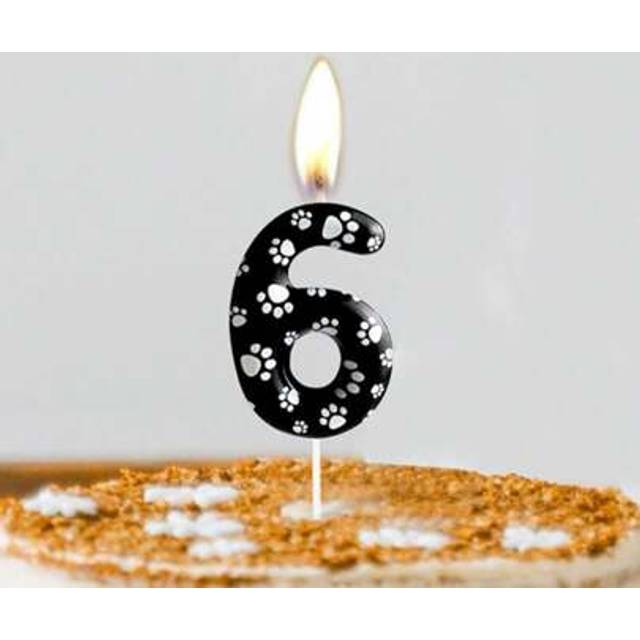 SHEIN 1pc Black Dog Paw Print Birthday Number Candle, Birthday Wish Cake Topper, Baking & Party Supplies, Birthday Candles, Birthday Decorations, Happy Birt