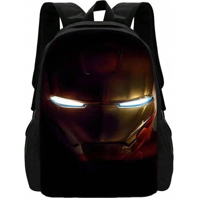(XHOO1-SB-129-A8) Iron Man Marvels Child School Backpack with Lunch Bags ,Pencil Bags ,School Bags for Boys Girls Best Gift