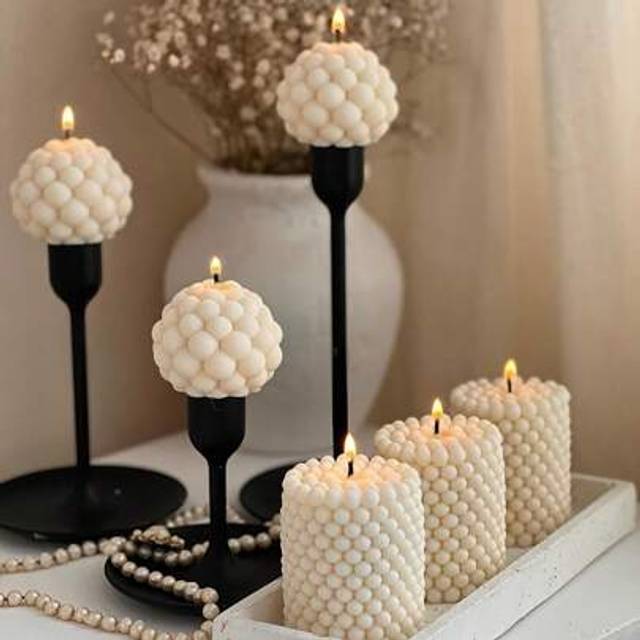 SHEIN 3d Foam Candle Mould Round/Sphere Cylinder Soap Silicone Mold For Candle Making, Diy Handcraft With Paraffin/Resin Clay, Gypsum, Soy Wax