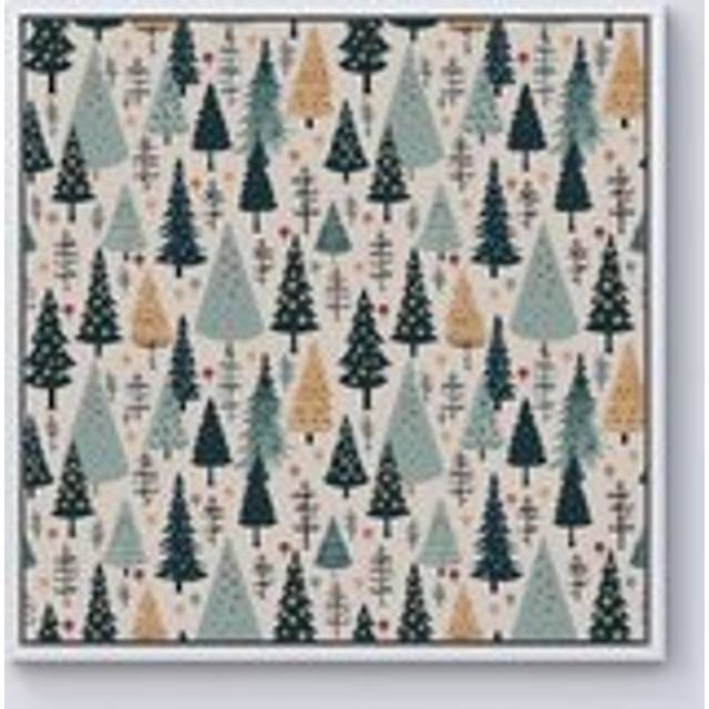 Boho Inspired Christmas Tree Pattern Framed Canvas - Off White - W16 inch x H16 inch