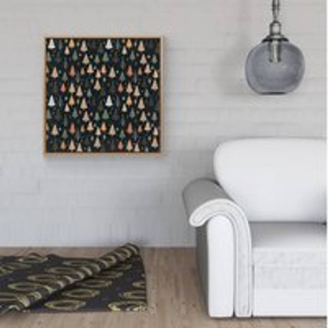 Boho Inspired Christmas Trees Framed Canvas - Light Brown - W16 inch x H16 inch