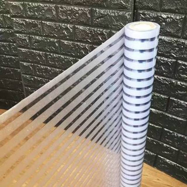 SHEIN 1 Roll 1 Roll Frosted Window Film Privacy Window Sticker Non Adhesive Window Vinyl Film Removable Static Cling Window Film UV Protection Striped Patte